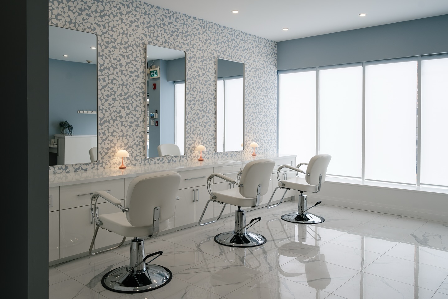 Commercial interior painting transformation — Toronto Painters renovating a hair salon with fresh modern paint colours